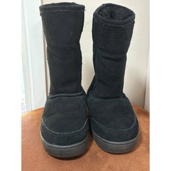 BEARPAW MEADOW MID-CALF SUEDE WINTER BOOTS BLACK FLATS WOMENS SIZE 6 - Picture 3 of 7